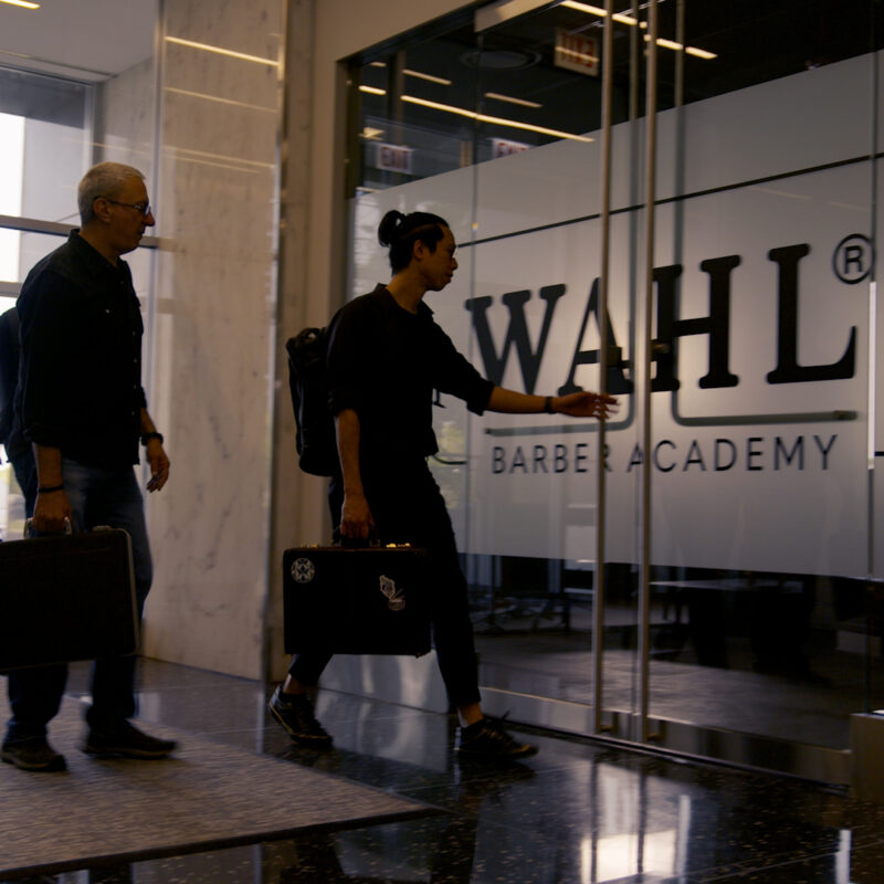 People entering the Wahl offices